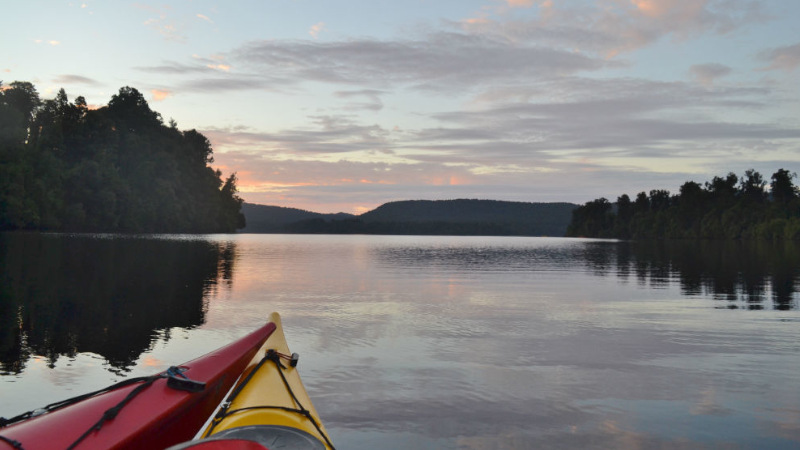 One of the most stunning sights is watching the western sun set over New Zealand's famous snow encrusted high peaks from the serenity of your stable kayak. WOW.